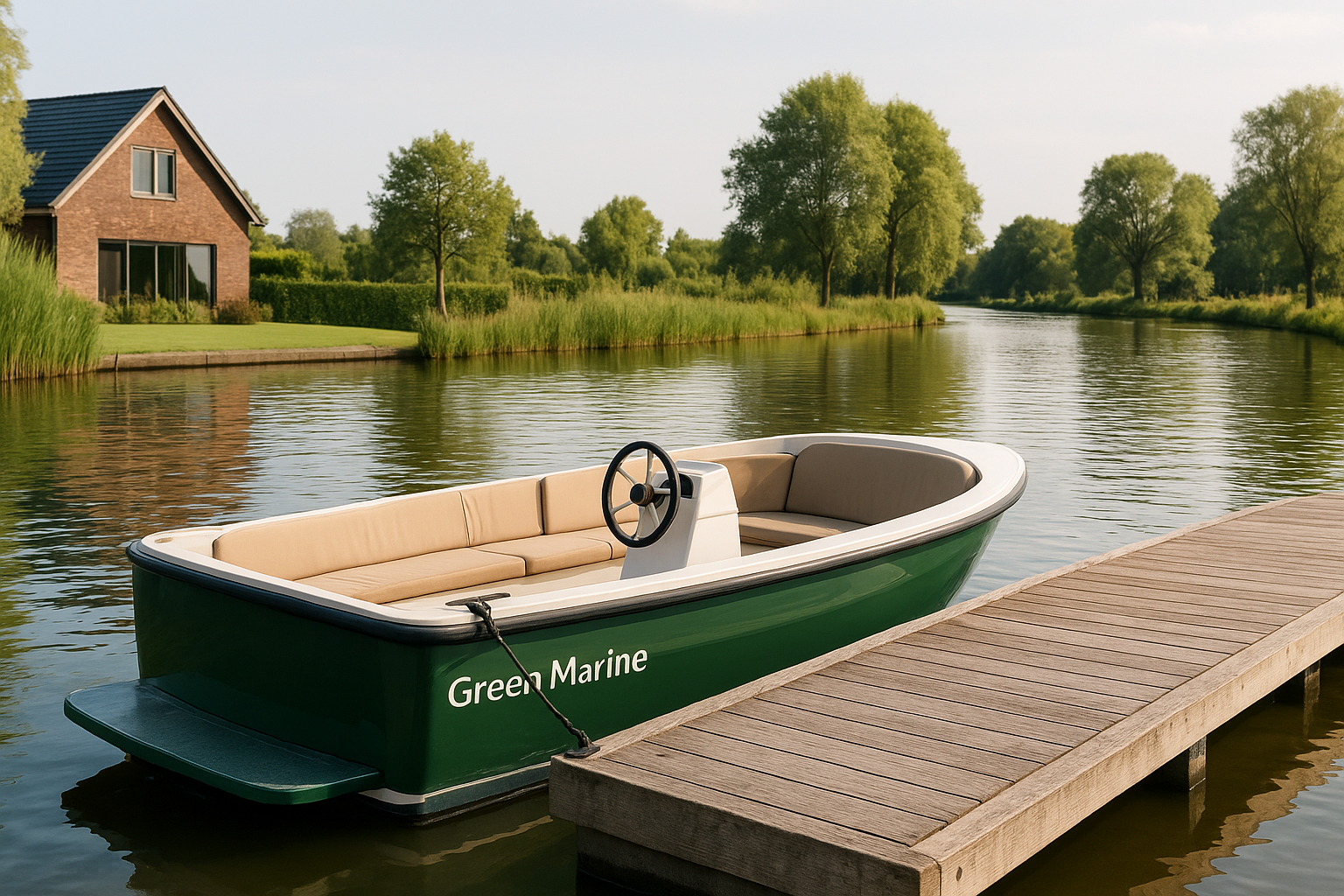 Foto bij De elektrische sloep Green Marine huren als stille optie voor stadsvaarten